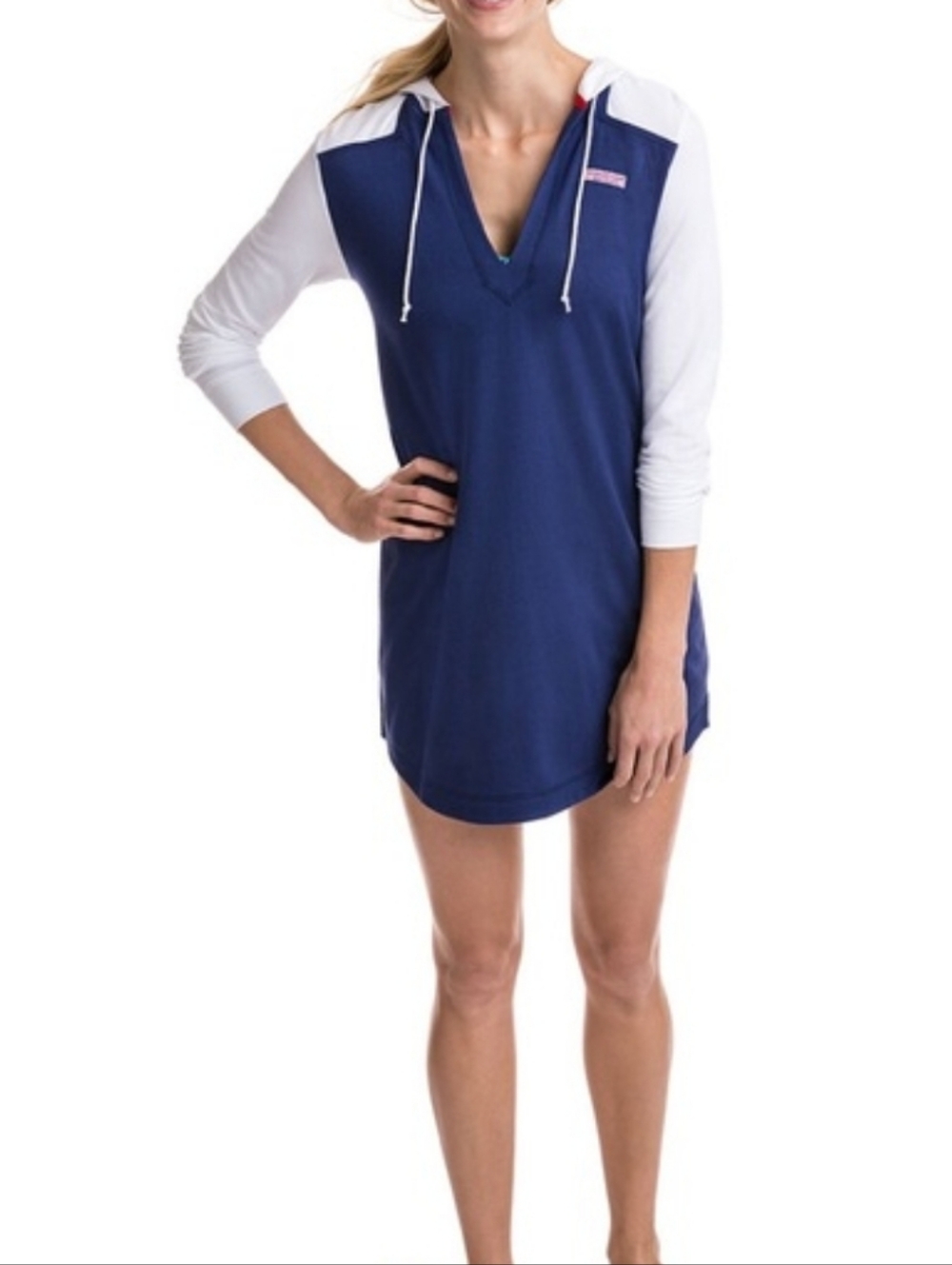 Vineyard Vines Soft Cotton/Modal Coastal Beach Hoodie Mini Dress Swim Cover-Up M